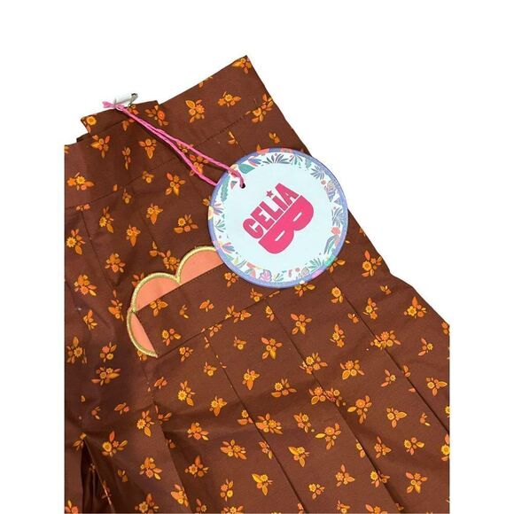 CeliaB Floral Print Pleated Shorts Brown & Orange Women’s Size Medium - Picture 4 of 8